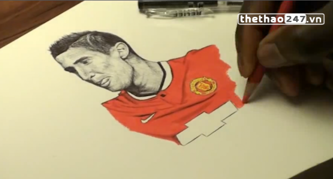 VIDEO: Nét vẽ truyền thần Di Maria như thật của tay vẽ DeMoose_Art